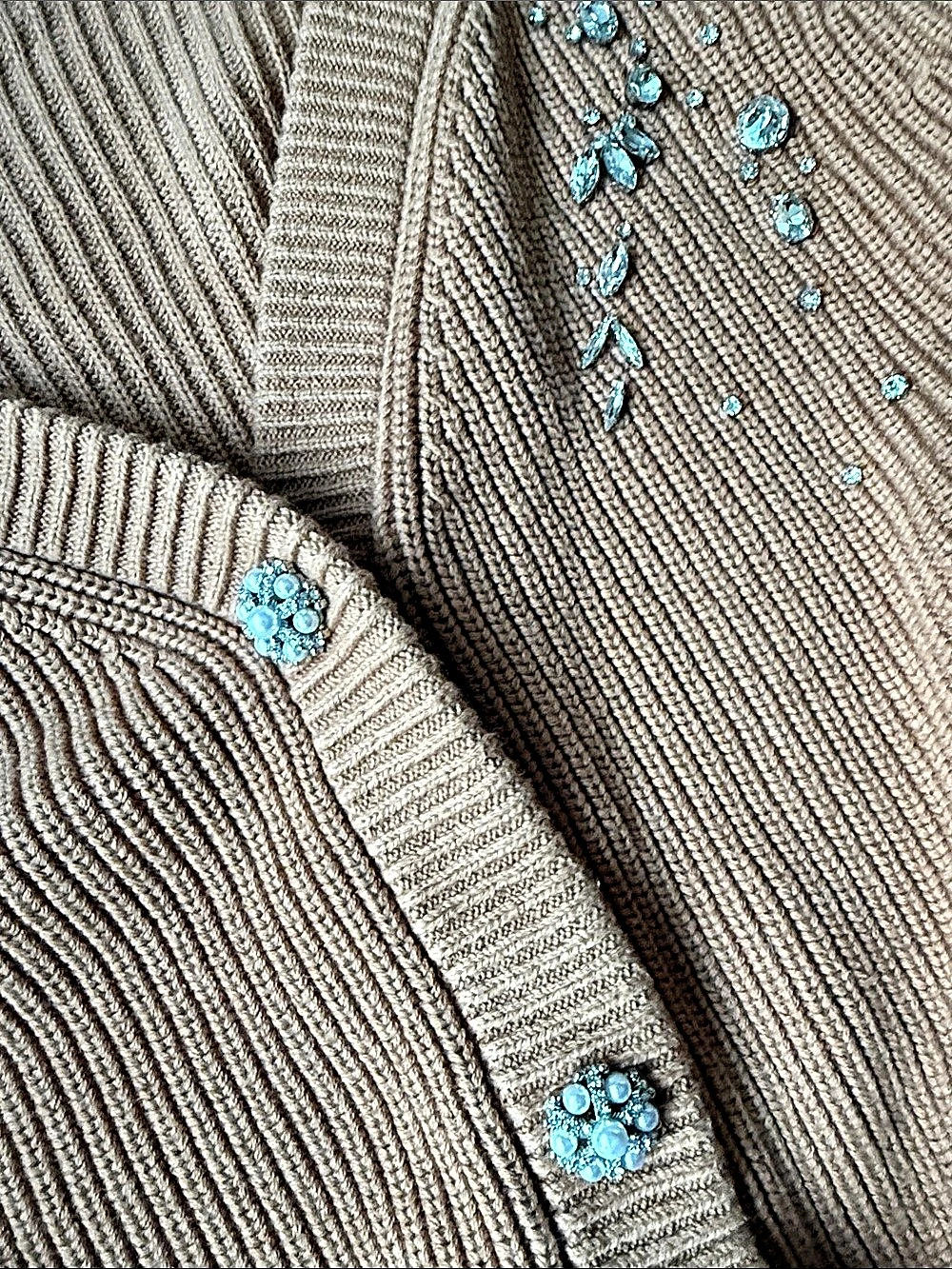 self-portrait Camel Crystal Embellished Cardigan Brown - Picture 4 of 4